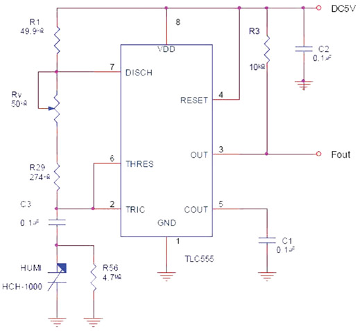 Capacitance to frequency conversion circuit using a simple 555 timer Capacitance to frequency conversion circuit